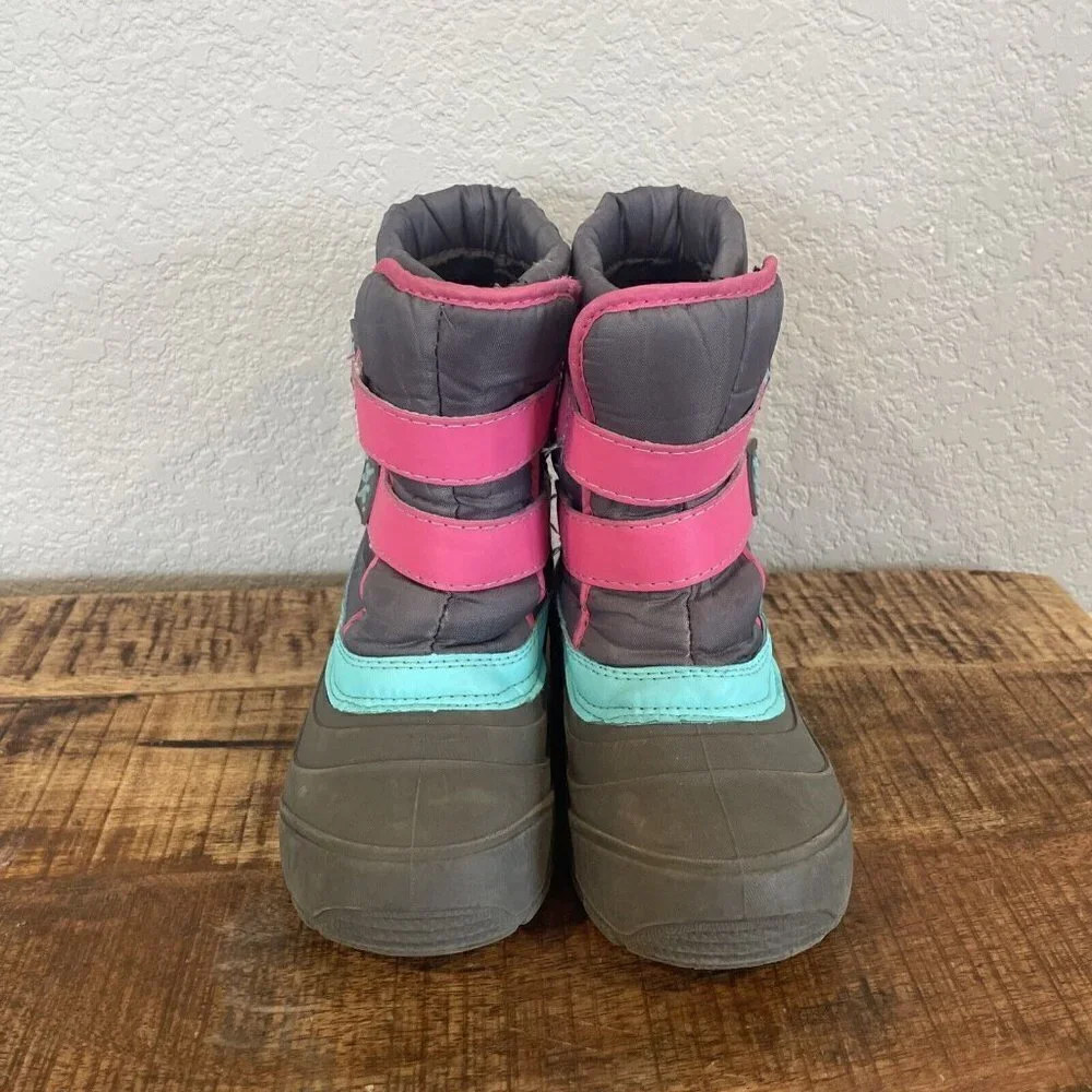 Wonder Nation Snow Boot Youth 13 Gray Pink Blue Winter Outdoor Insulated